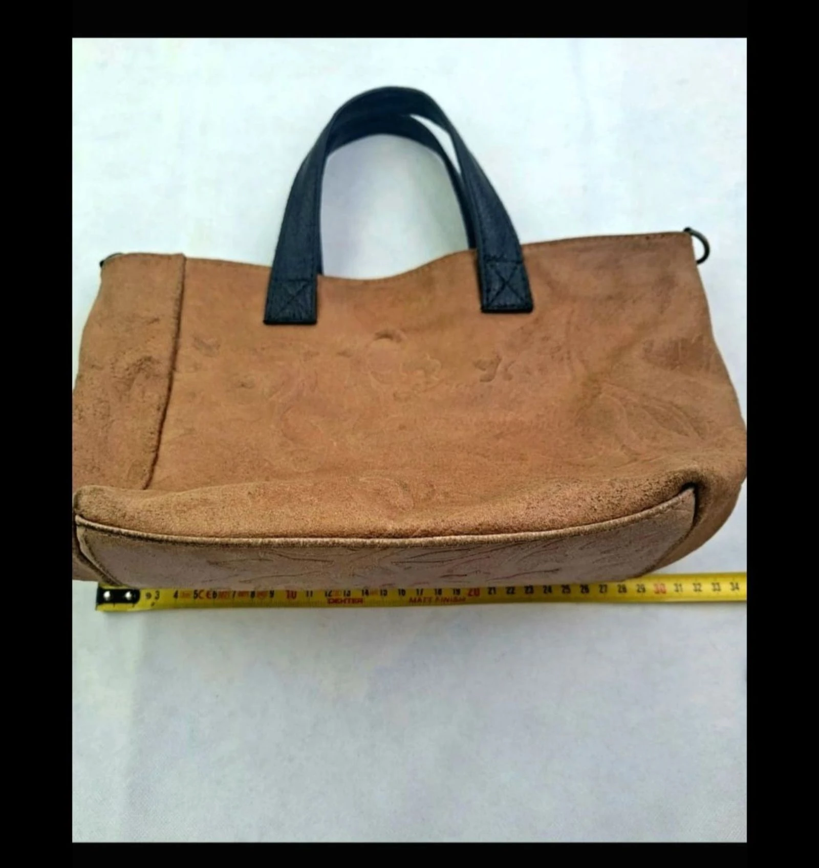 Bolsa de mão em couro genuíno vintage retro Y2k anos 90 em relevo floral Itália – photo 8